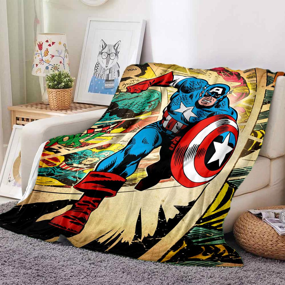 1Pc Captain America Action Blanket Soft And Comfortable Casual Warm Camping Travel Christmas Halloween Xmas Gift M928671