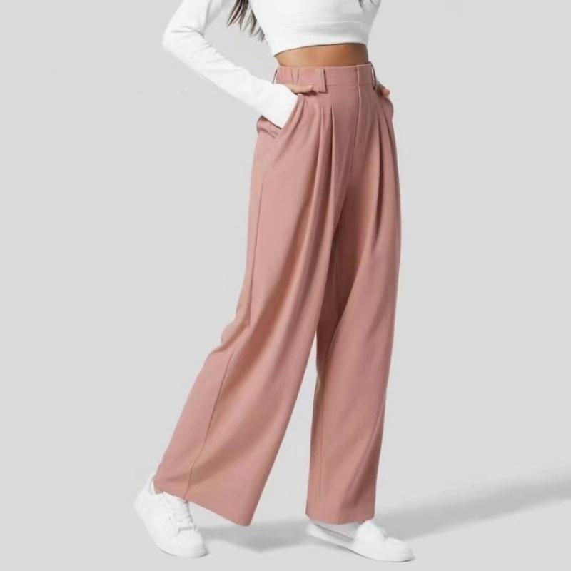 Fashion Loose Plus Size Women Pants New Casual Pleated Elegant Office Long Pants Ladies Woman Solid Color High-waisted Wide-leg Pants Loose Trousers
