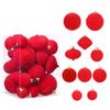 35pcs Flocked Christmas Velvet Ball Pendant Reusable Xmas Tree Ornaments  Xmas Party Favors
