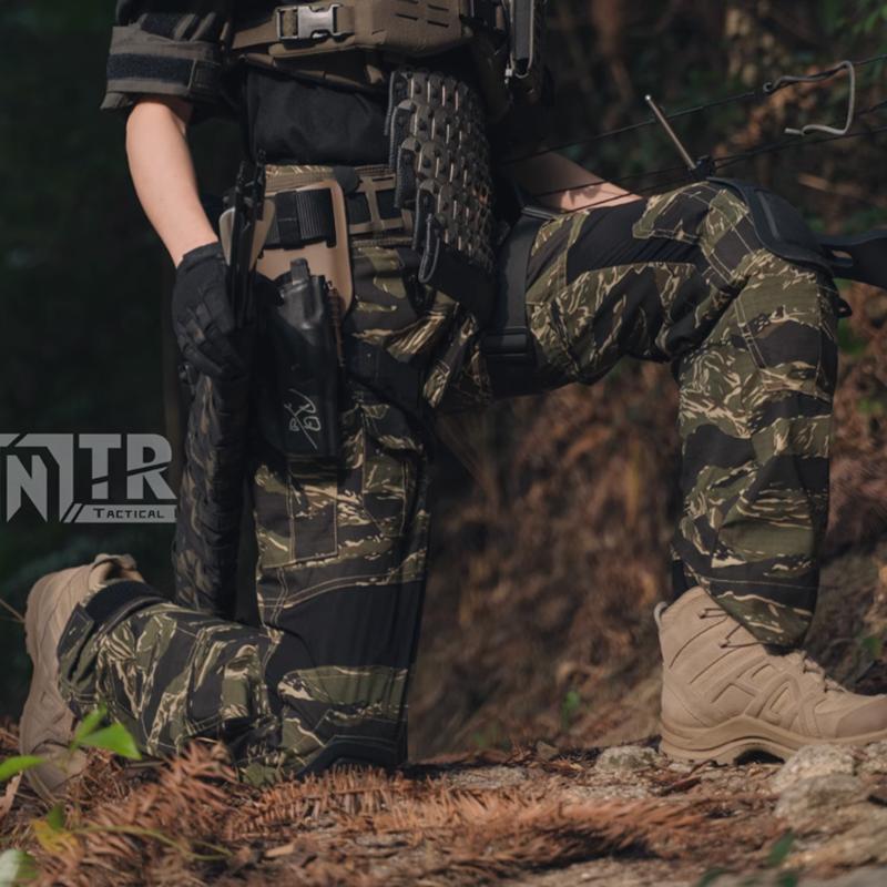 BEPAN G3 Versatile Outdoor Sport Hunting Combat Pants With Knee Pads Green Tiger Print