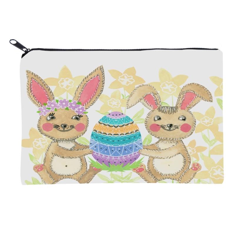 Easter Rabbit Toiletry Bag with Rabbit Pattern Makeup Bag Large Capacity Cosmetics Storage Bag Gift for Girl Women