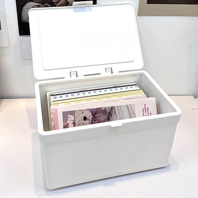 1Pc Korean Acrylic White Storage Box Blind Box Card Korean Photocard Storage Box Photo Card Organizer Compartment Flip Box