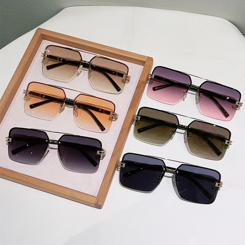 Oversized Square Sunglasses Chic Rimless Gradient Multi-color Casual Shades Women Trendy Vintage Brand Design Sun Glasses