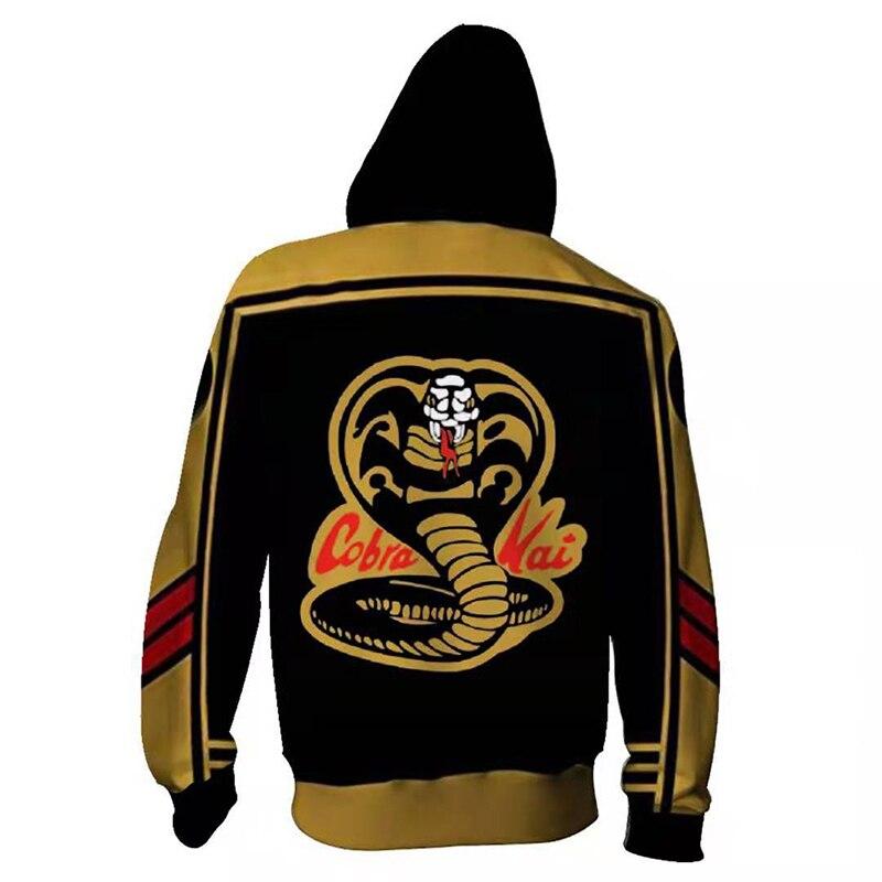 The Karate Kid Mikina s kapucí Cobra Kai 3D Gambar Animasi Pria Anak Laki-laki Mikina s kapucí Ritsleting Jaket Pakaian Olahraga Poliester