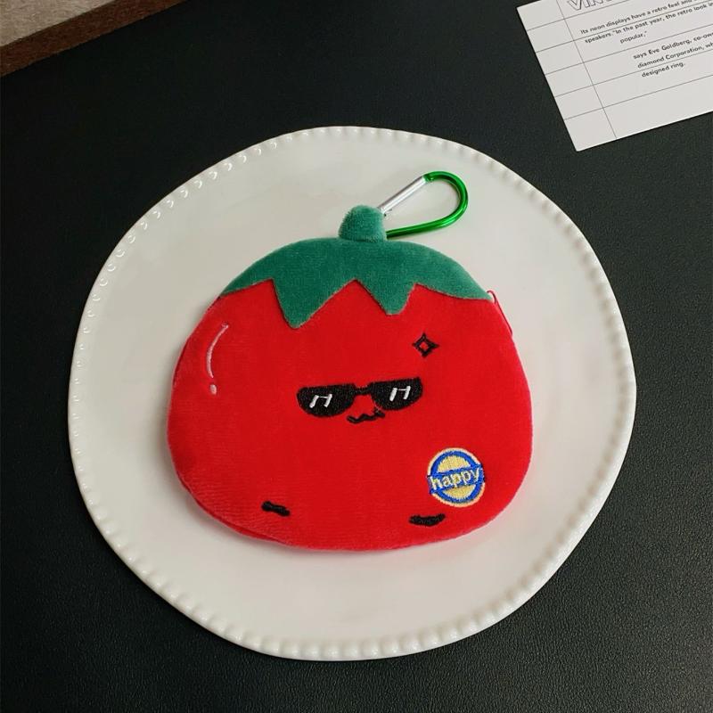 

Cartoon Plush Tomato Coin Purse Pendant Cute Portable Wallet Storage Pouch Hanging Ornament Bag Decoration Accessories Gift