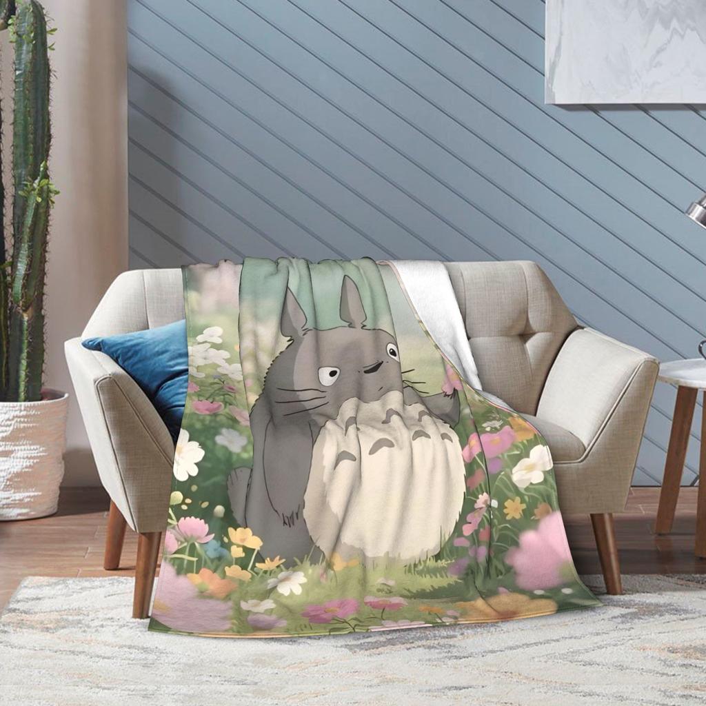 Super Soft Susuwataris Anime Movie TTotoroes Throw Blanket Premium Fleece Flannel Bed Blanket Cozy Plush Blankets All Season