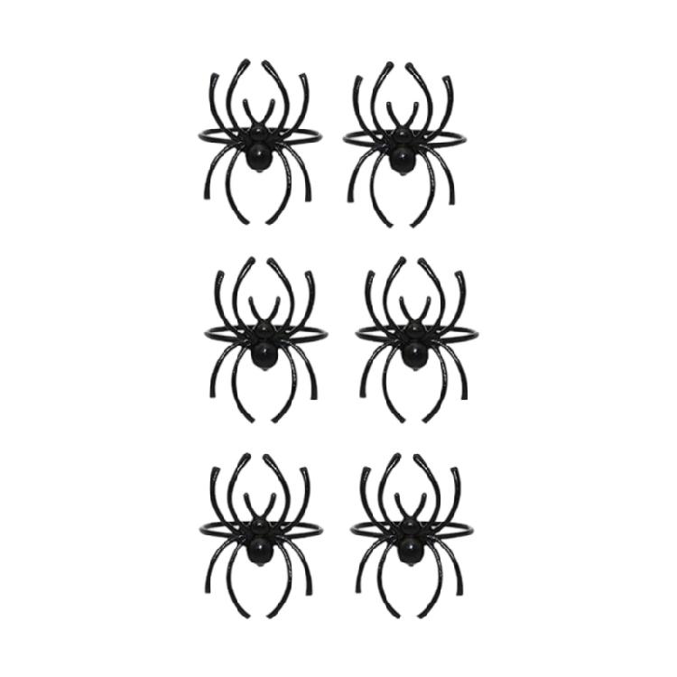 

Pack of 6 Multipurpose Spiders Shaped Decorations Halloween Themed Napkin Rings Metal Home Table Accessories
