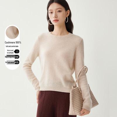 Jinjuan Damen Rundhals Pullover aus 100% Kaschmir