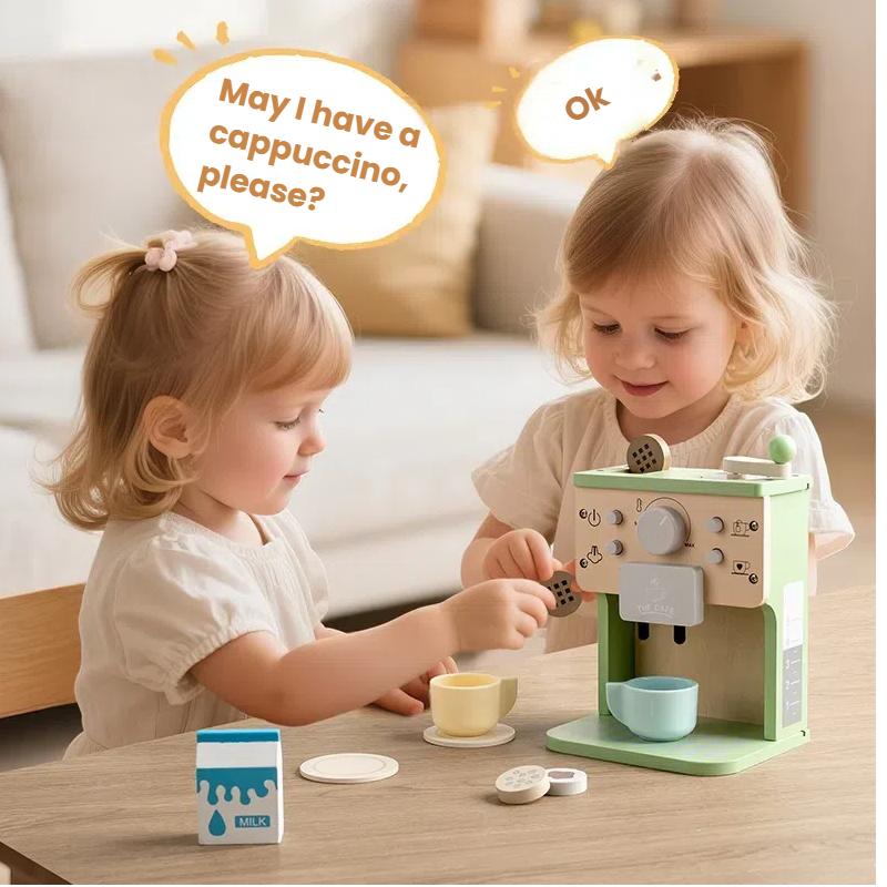 Wooden Coffee Machine Toys for Kids Simulation Kitchen Toys Pretend PlayPlay Kitchen Accessories for Girls & Boys