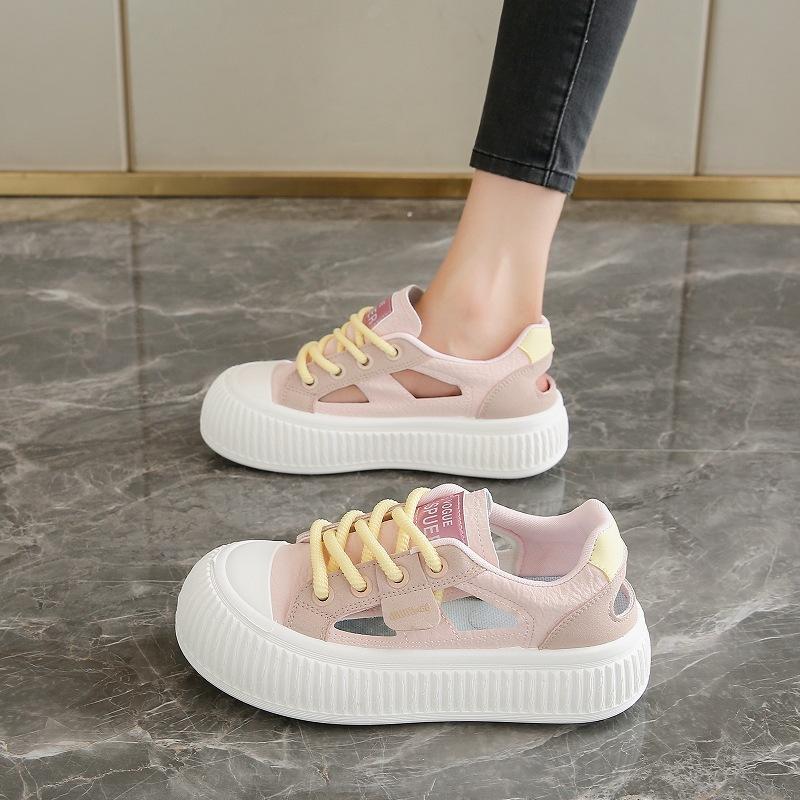 Summer new ins learn hollow breathable thick sole heightening casual shoes board shoes