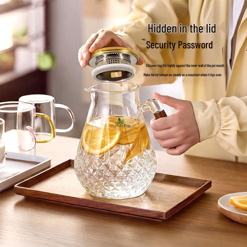 High Borosilicate Glass Cold Water Pitcher with Spout Filter