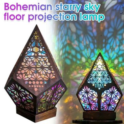 Bohemian Mosaic Starry Sky Floor Projections Lamp USB Table Bedside Light