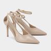 Luxury  Nude High Heels Wedding Bridal Shoes Elegant Patent Leather Pointed Toe Stiletto Ankle Strap Party Women Pumps