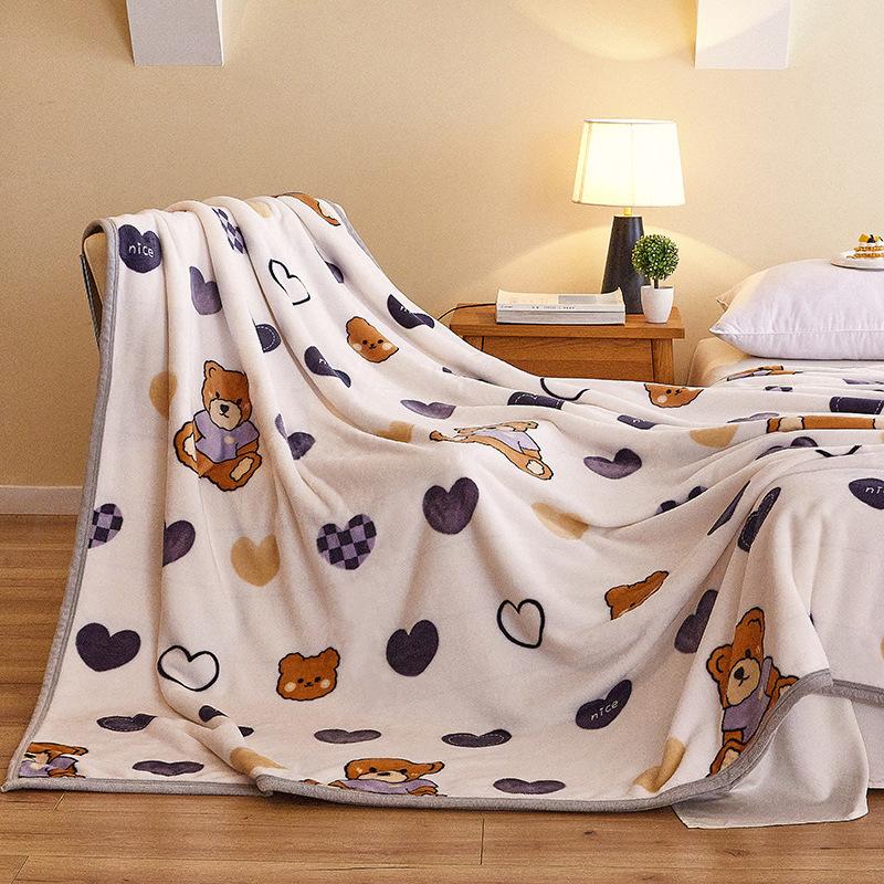 Thick Blanket New Printed Autumn Winter Warm Flannel Bed Sheet Coral Fleece Throw Blanket