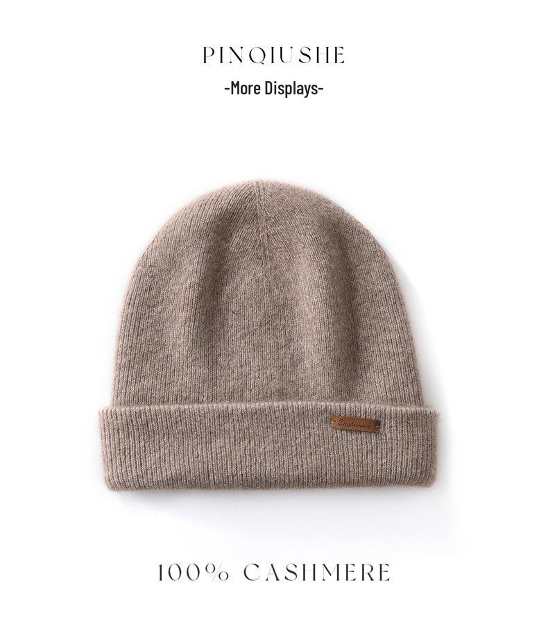 Women's 100% Cashmere Striped Hat – Fashionable, Warm, Windproof, and Versatile with Ear Protection.