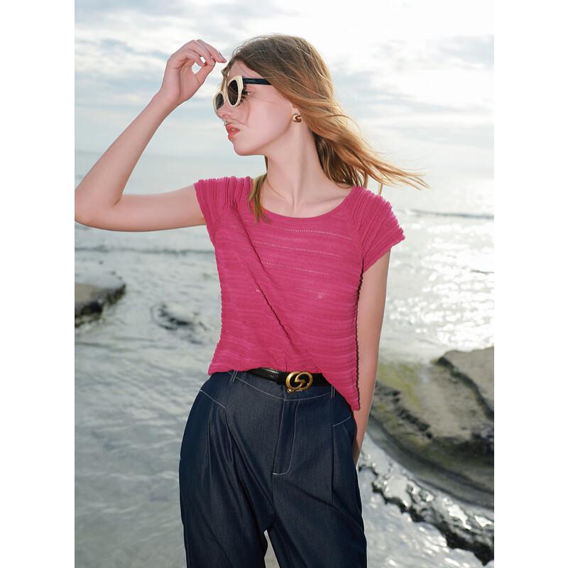 

Sancai Women s Round Neck Short Sleeve Knit Top S 155/80A