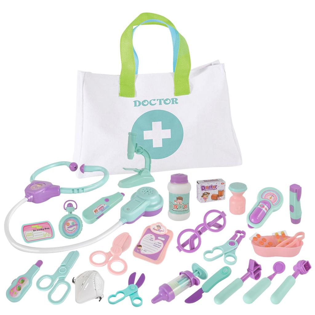 OTONOPI Play Doctor Doctor Set Herní domeček s úložným vakem Mini Doctor Play Set Hrací sada Hrací hračka Vzdělávací hračky 28dílná sada Vzdělávací hračky pro chlapce