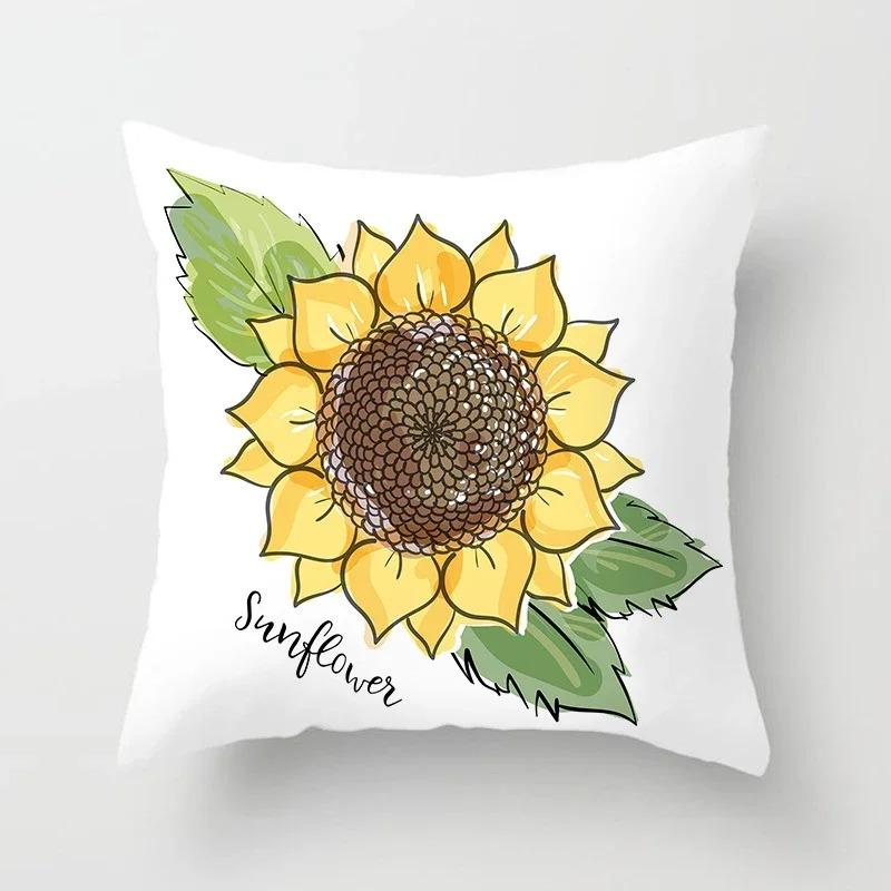 Office Living Room Home Pillowcase Sunflower Print Pattern Pillowcase Car Ornaments