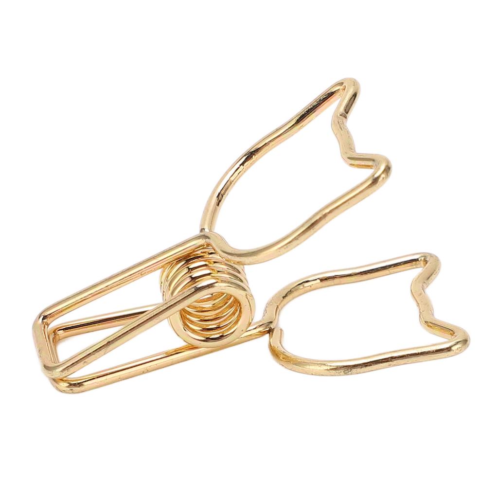 100pcs Clips Cute Cartoon Cat Shape Metal Hollowed Tail Clips Paper Clamps Supplies