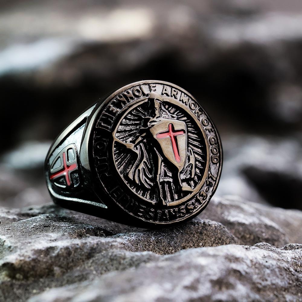 Stainless Steel Templar Crusader Men's Ring