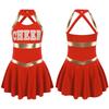 Girls Carnival Party Halloween Cosplay Cheerleading Uniform Outfit Sleeveless Crisscross Back Dress