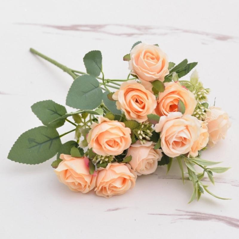 Silk Red Rose Bouquet Artificial Flowers Wedding Accessories Peony Fake Flower DIY for Wedding Party Table Vase Home Decoration