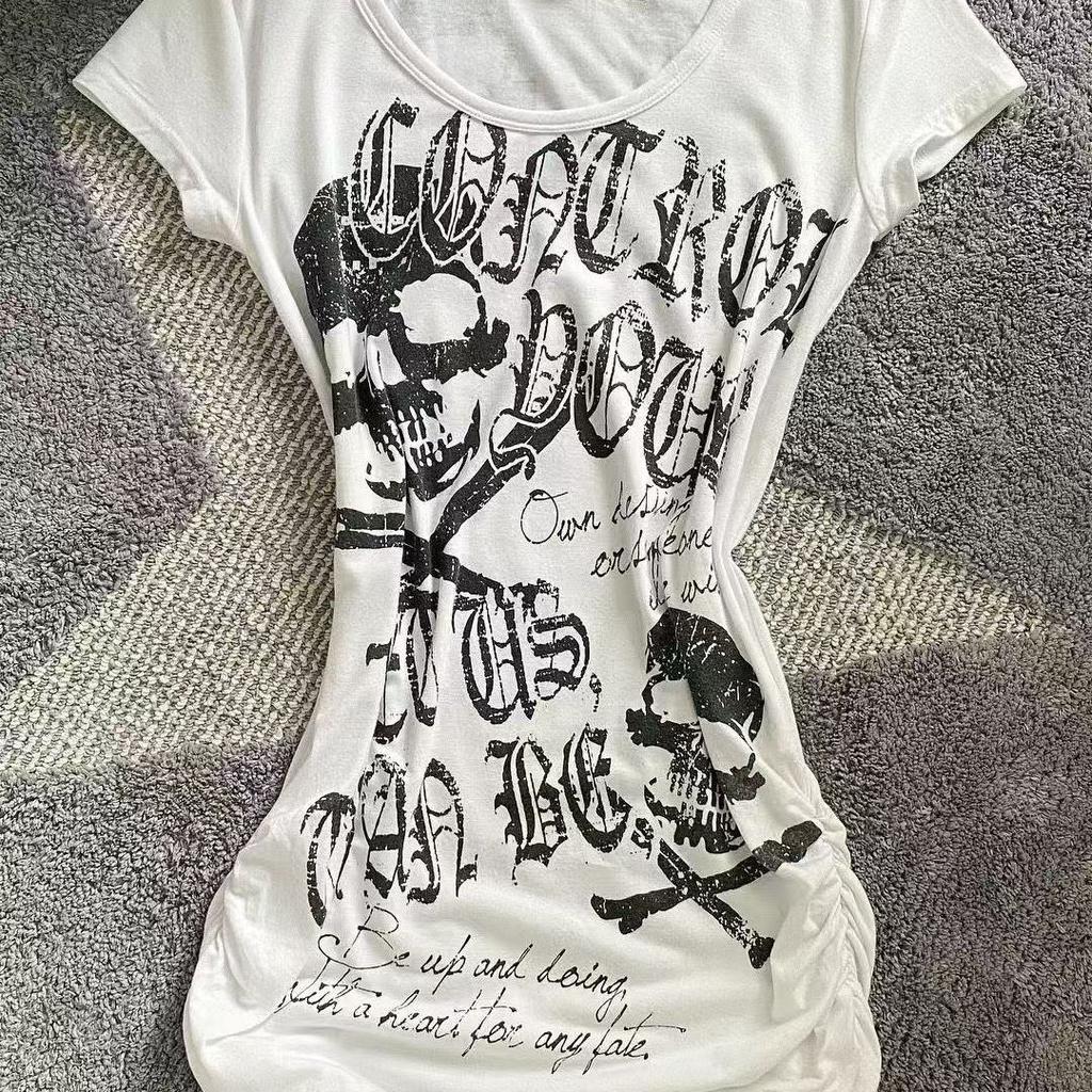 Dziewczęce koszulki Y2K Piękne Seksowne Modne Długi Styl Krótki Rękaw Sportowe Koszulki Dla Kobiet Koszulki