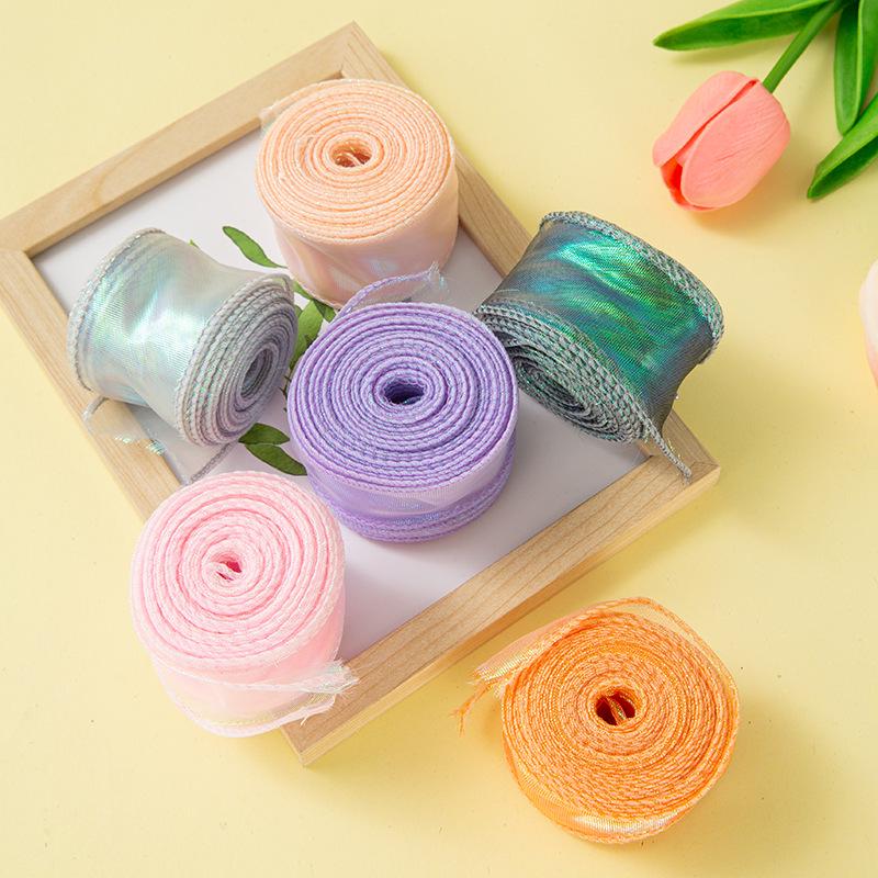 4cm x 10 Yards Iridescent Fishtail Yarn Ribbon, Polyester Lace Tulle for Floral Art & Baking.