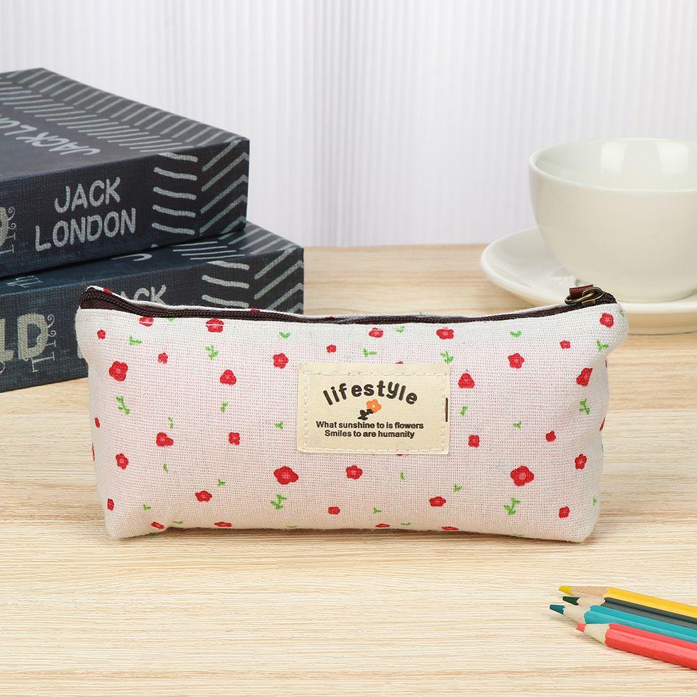 New Pencil Box Pen Bags Lovely Pastoral Floral Pencil Case Canvas Stationery Bag