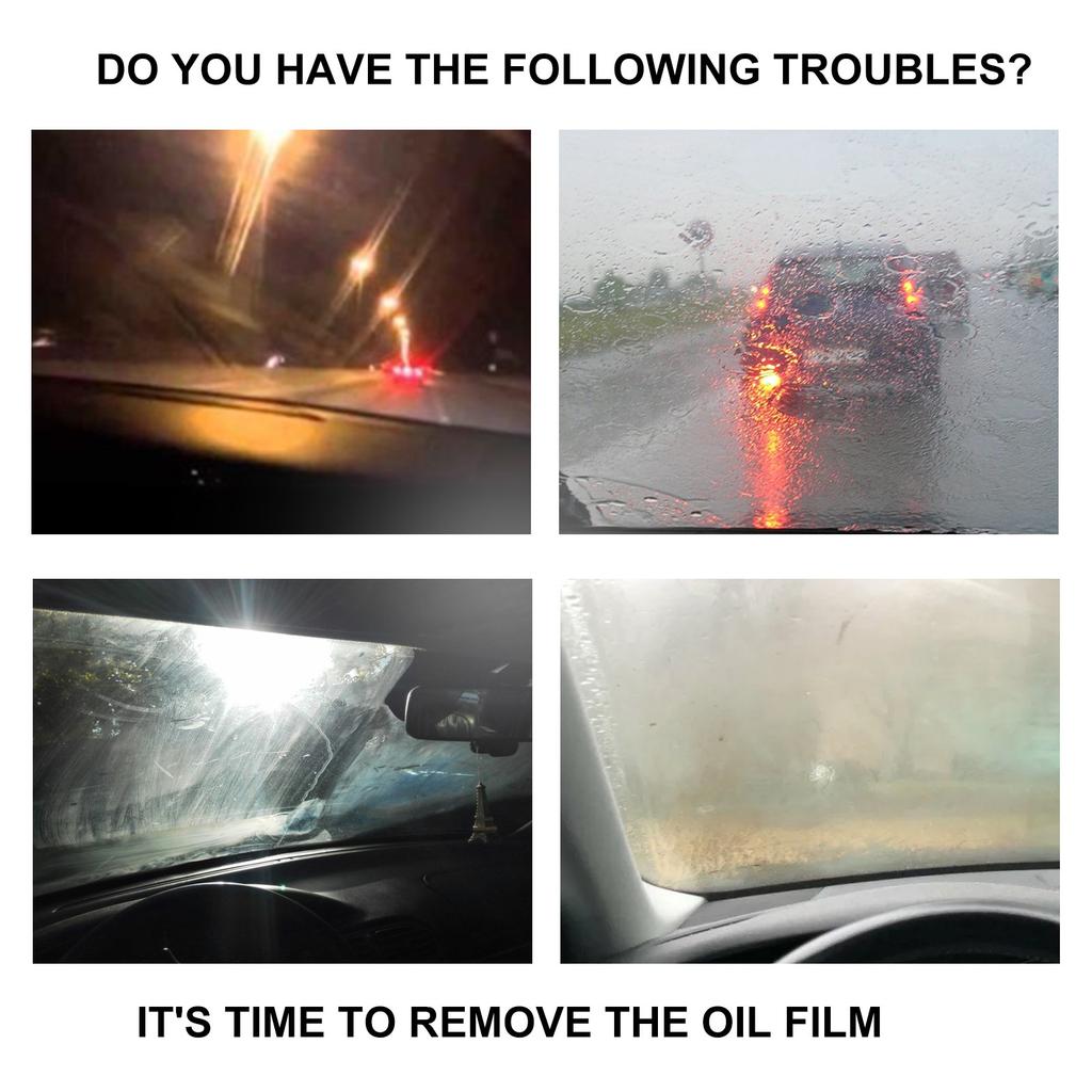 Car Glass Oil Film Remover Remove Stubborn Oil Film Dirt Stain Anti Smear Not Scratch Glass Restore Clarity Car Glass Cleaner