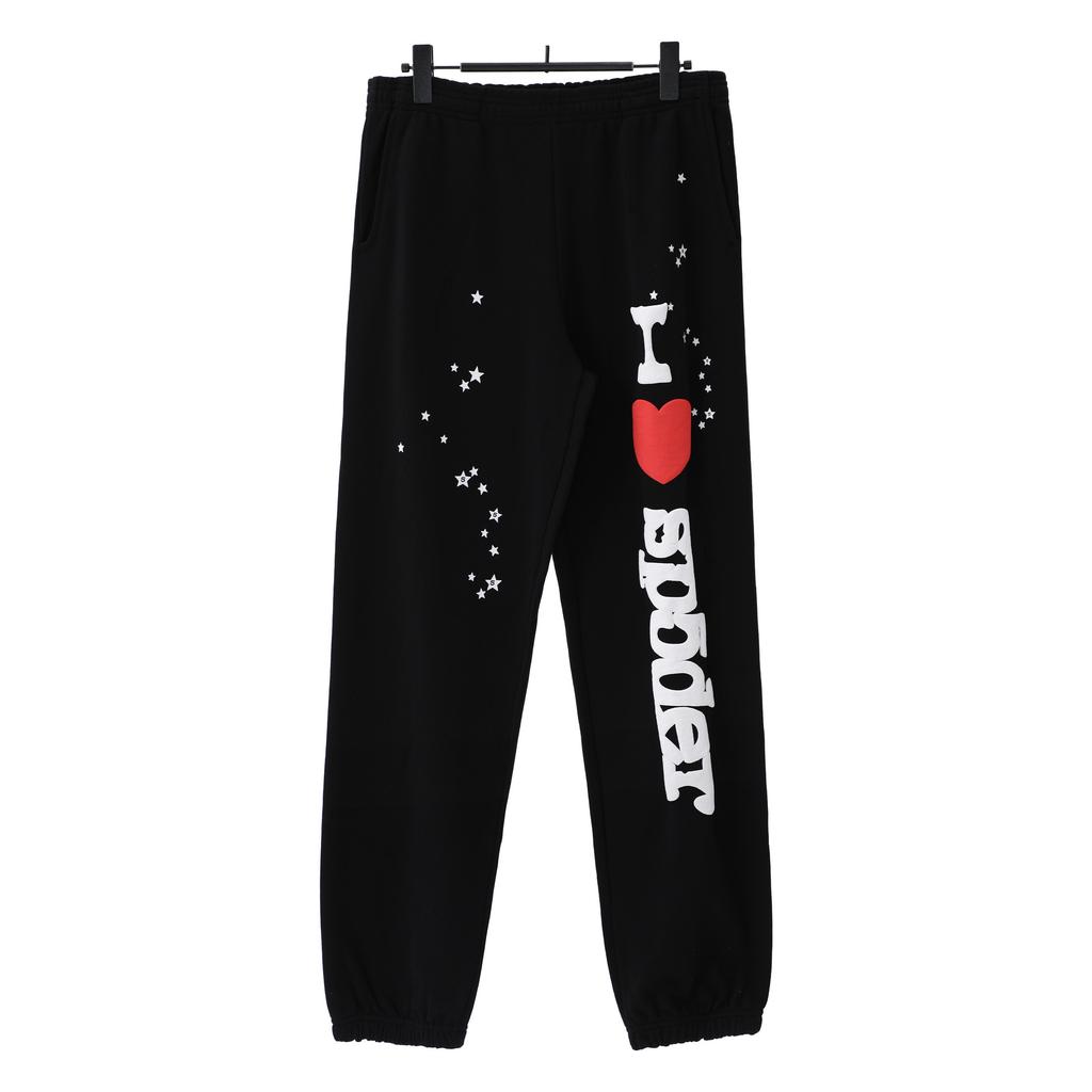 A high-quality SP5DER spider web foam printed hoodie, European and American large-size loose sweater.