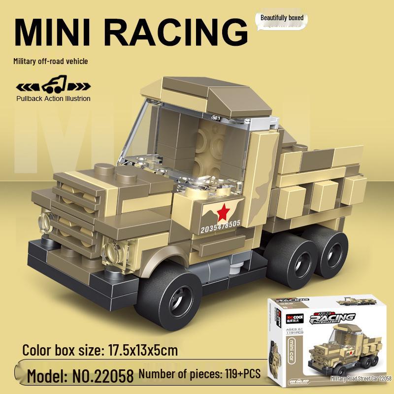 Pull-Back Assembly Toy Set: Campervan, Race Car, Ambulance, Fire Truck