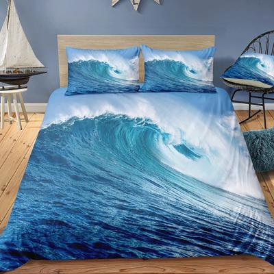 Ensembles de Literie 3 Pièces Impression Numérique 3D Personnalisé Housse de Couette Ensemble Paysage Surface de la Mer Plage Maison Queen King Couette Taie d'Oreiller