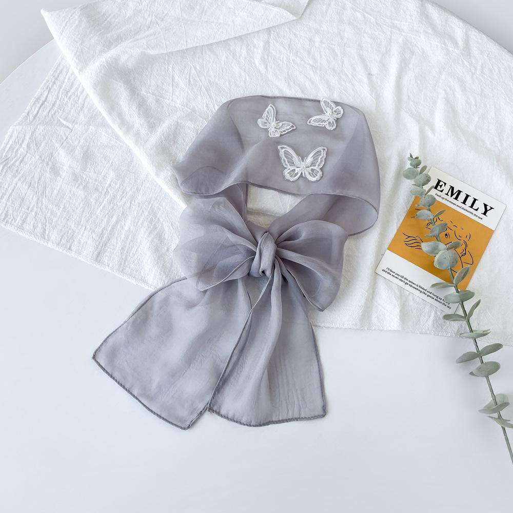 

Весенне-летний атласный длинный шарф для женщин, солнцезащитная шаль, модный атласный длинный шарф для красоты, универсальный дорожный шарф 12*155cm