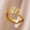 Ring for Women Stainless Steel Snake Gold Color Open Rings Female Vintage Jewelry Luxury Wedding Accessories Birthday Gifts