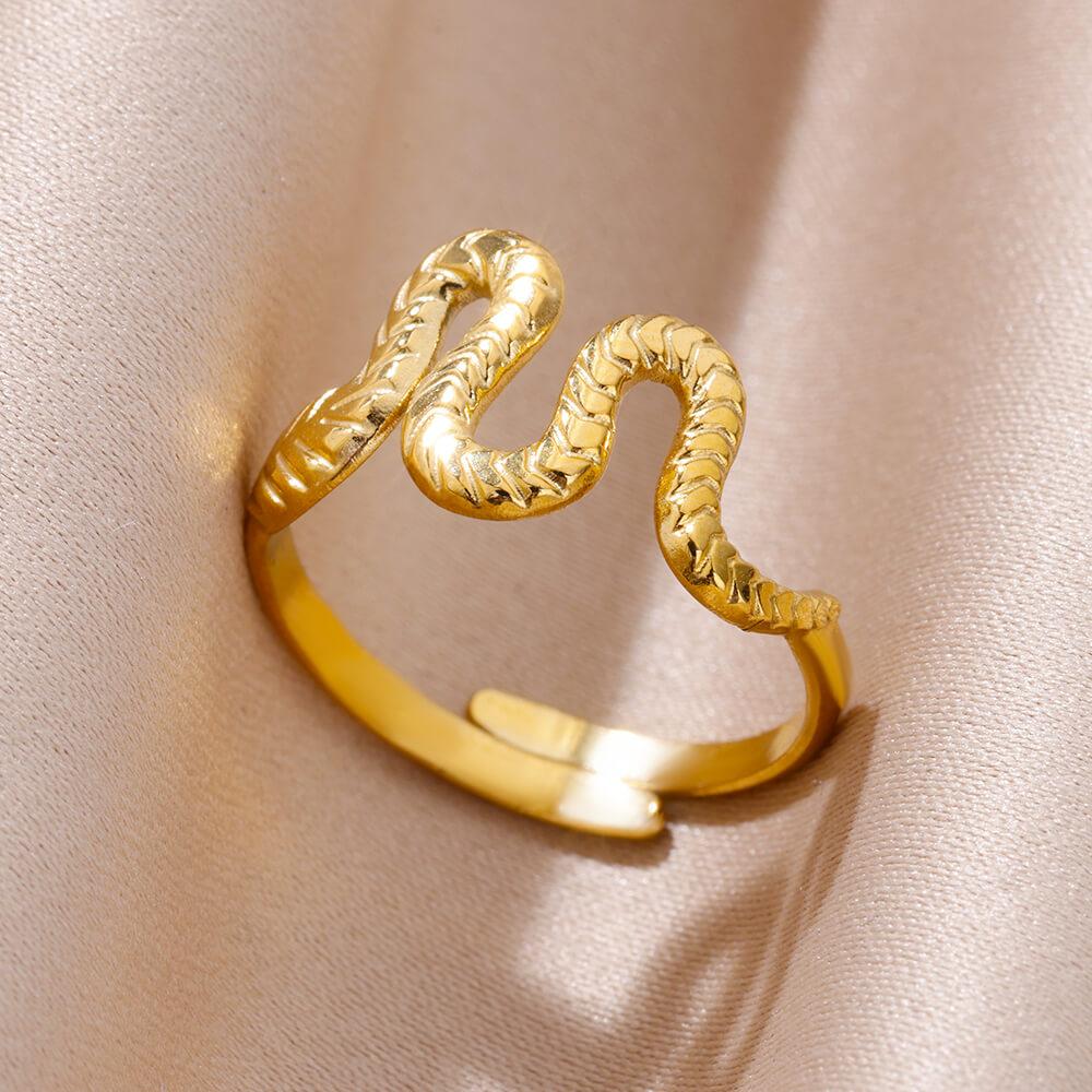 Ring for Women Stainless Steel Snake Gold Color Open Rings Female Vintage Jewelry Luxury Wedding Accessories Birthday Gifts
