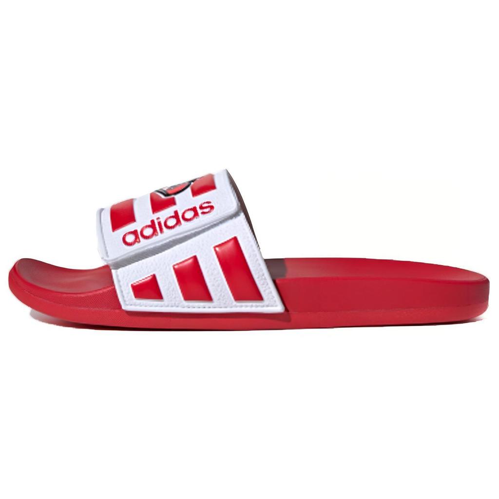 Adidas Neo Adilette Comfort Adjustable Cartoon Letter Velcro Non-Slip Slide Sandals Unisex Footwear Red White FY3040