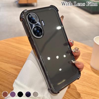 Airbag Shockproof Case with Lens Film for  Realme C53 C35 C33 C31 OPPO A93 A96 A97 A57 A58 A72 A35 A55 A56 A57 A17 A9 A5 Reno 6 7 8 9 10 11 12 Pro