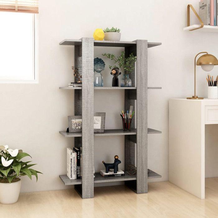 Bibliothèque - Sonoma - 80x30x123,5 cm - Bois - Séparateur de pièce - Gris sonoma