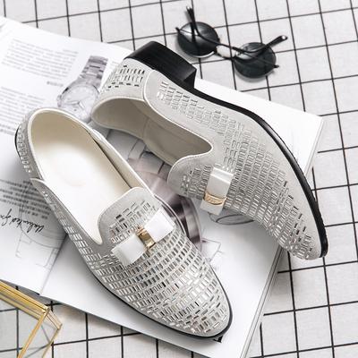 Moda Luksus Diament Projektant Męskie Białe Biznes Stylista Casual Skórzane Mokasyny Mężczyzna Mokasyny Oryginalne Męskie Buty do Sukni Ślubnej Męskie