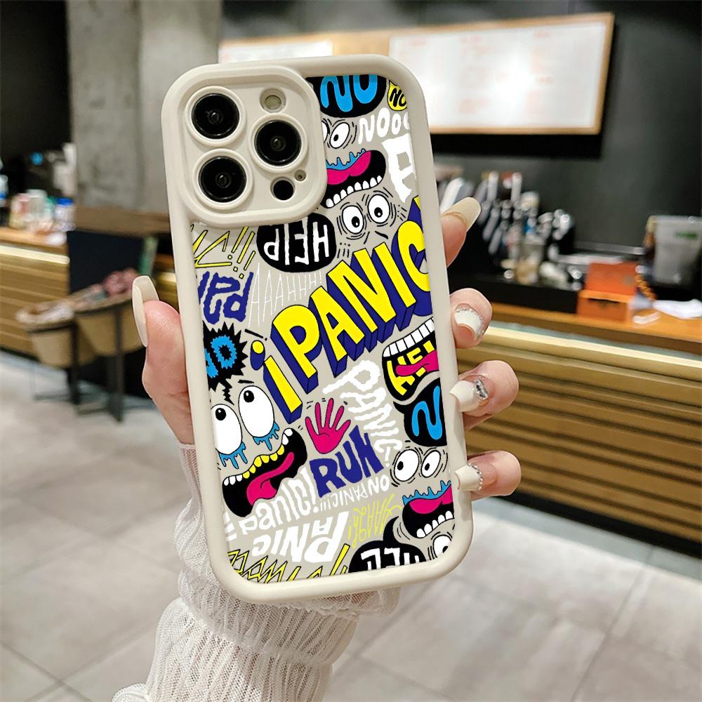 Full Protection Shockproof Case for Apple iPhone Air 17 16 15 14 Pro/Pro Max/Plus/E Series , Fashionable Funny Graffiti Pattern Phone Shell