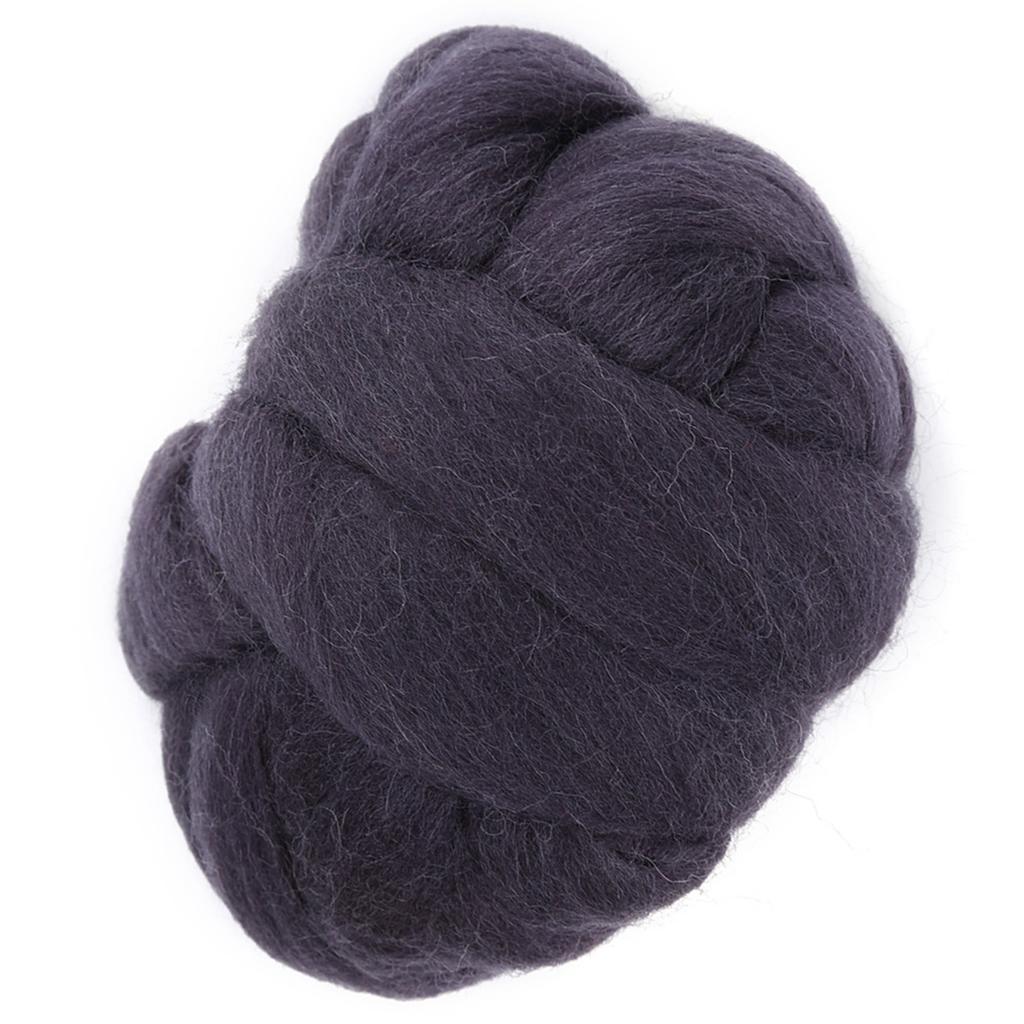 55g Colored Needle Felting Wool Roving Spinning Sewing Trimming Handiwork Material (Dark Gray)
