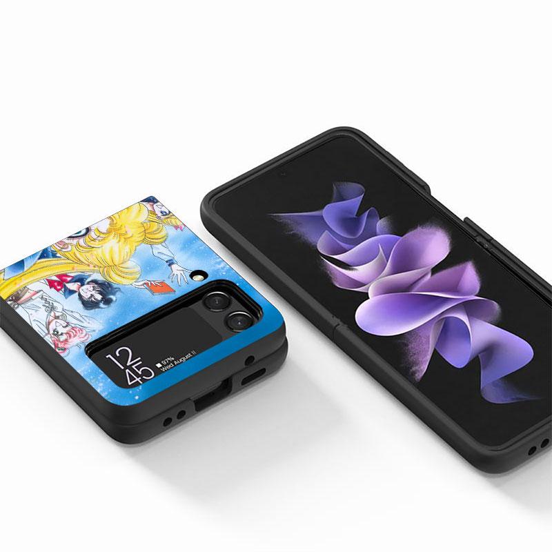 Harte PC-Schutzhülle für Samsung Galaxy ZFlip3 Z Flip 4 ZFlip Z Flip 3 5G ZFlip4 zflip S-Sailors Girl M-Moons Print Schutz