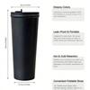 Thick Insulated Stainless Steel Water Bottle, Leak-Proof Design, Foldable Straw Lid, Suitable for Cold & Hot Drinks, Simple Fashion