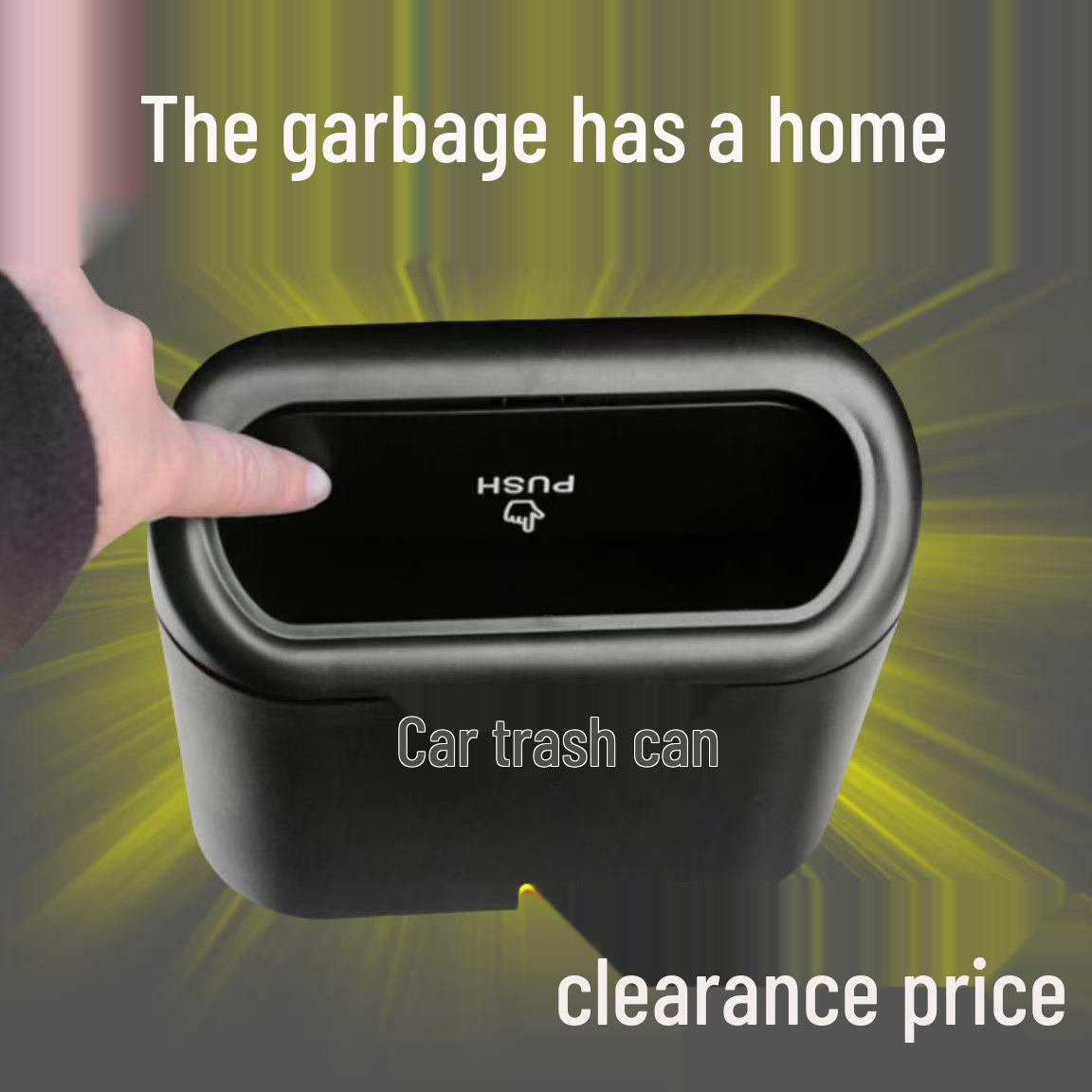 

Dual-Use Mini Car & Home Trash Bin with Logo, Side Door Hanging Storage Box, Creative Design чорний