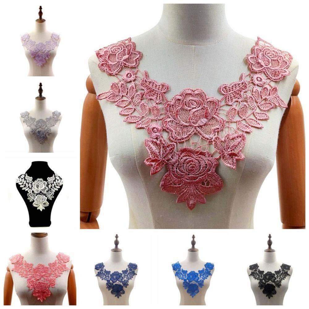 6PCS Elegant Fake Collar Hollow Out Pattern Hollow Out Lace Collar Flower Collar  Women's Fashion