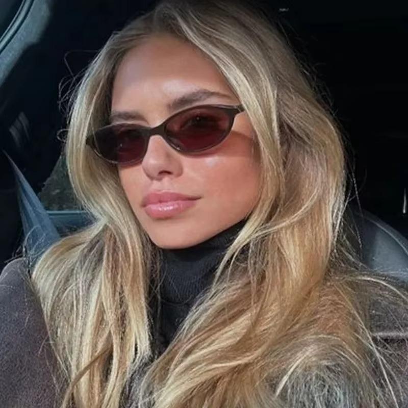 Occhiali da sole ovali con montatura piccola e carina da donna, nuovi, stile retrò, occhiali da sole marroni sexy da donna, occhiali da vista decorativi alla moda