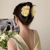 Hair Claw Mesh Yarn Texture 3D Flower Design Large Shark Hair Clip Versatile Daily Date Hair Accessory
