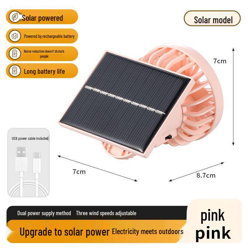 

Solar-Powered Clip-On Mini Fan with Long Battery Life for Cars and Outdoors Standard USB Charging