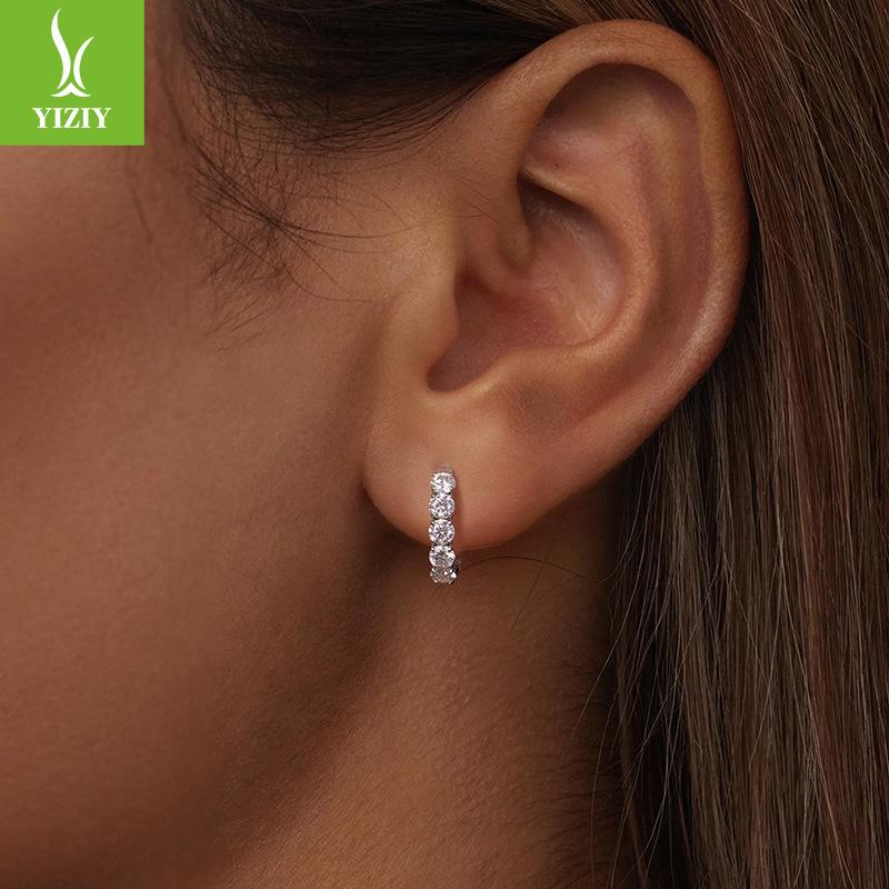 Shining Moissanite Ear Buckle Women, Personalized Luxury Classic Exquisite S925 Sterling Silver Earrings Earrings